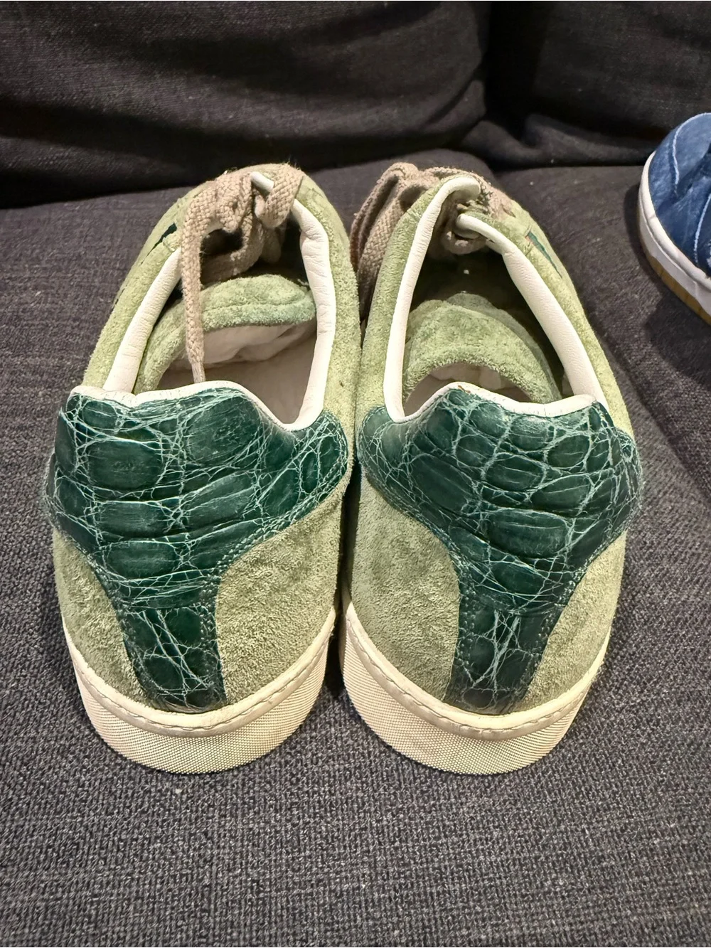 Gucci Green Suede Ace Sneakers with Red & Dark Green Stripe